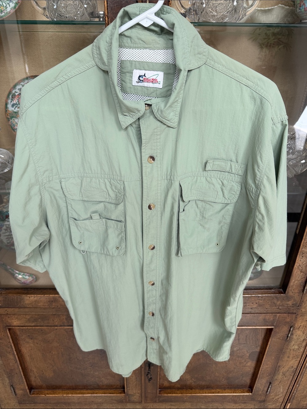 World Wide Button Down Utility/Sports Shirt with Vented Mesh-lined Back
